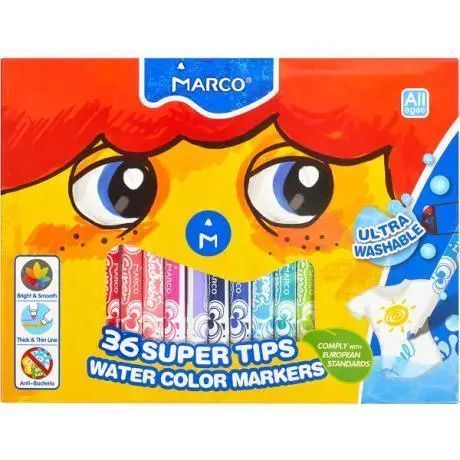 Фломастери на водяній основі, 36 кольорів Marco 55925 фото