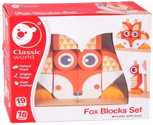 Блочний вертикальний пазл Лисичка, Classic World Toys 3709 фото