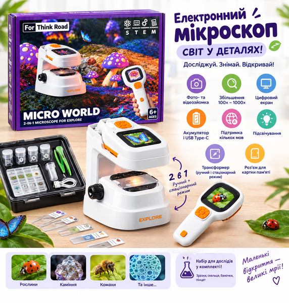 Електронний мікроскоп, вбудований акумулятор, USB Type-C, фото, відео 6800-1 фото