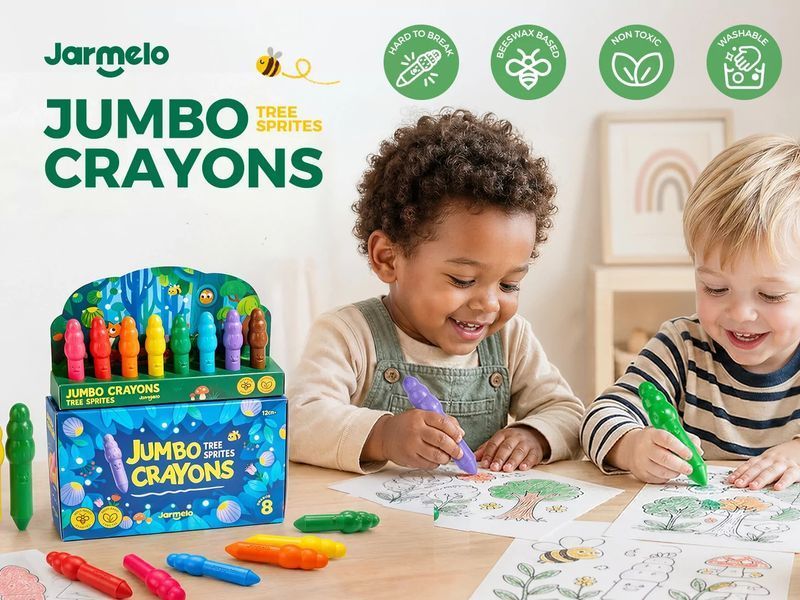 Jar Melo Jumbo Crayons &mdash; Великі крейди lдля малюків 8 кольорів JA99384 фото